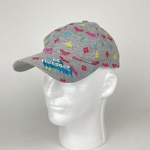 Girls DC Superhero Hat Be Awesome Gray w/ Superhero Symbols Wonder Woman Batman